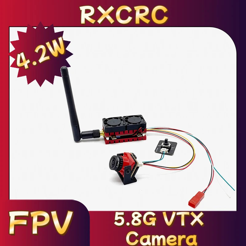 RXCRC 5.8G 48CH 4.2W High Power VTX Transmitter analog Viedo CMOS 1200TVL Camera 2.1mm for RC FPV Long Range Fixed-wing Drones
