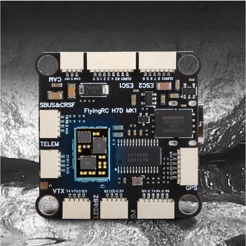 FlyingRC H7D H743 Flight Controller 4in1 ESC ELRS 2.4G Receiver Dual Gyro Supports BF INAV AP Firmware for FPV Drones DIY Parts