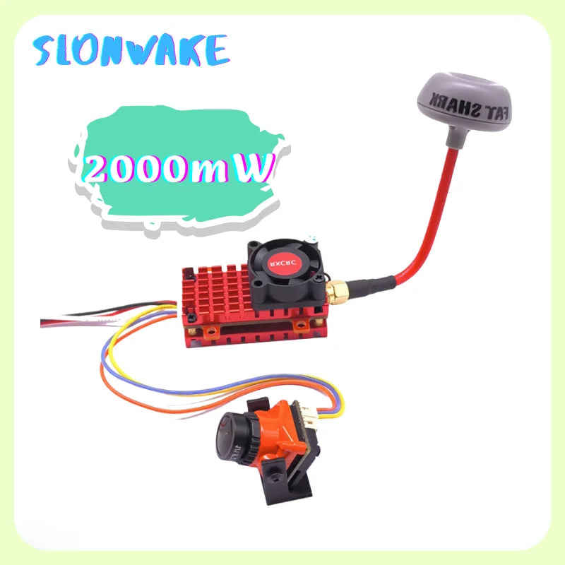 Range 5.8G 2W FPV Wireless Transmitter Built-in Microphone Over 20Km and 2.1mm CMOS 1200TVL fpv camera for RC Playing Drone