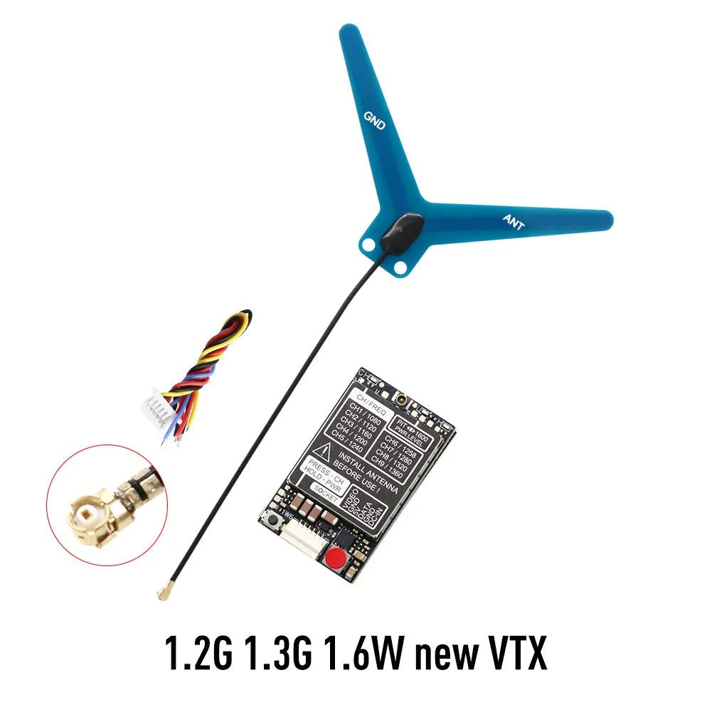 Rushfpv 1.3G/1.2G 8CH 0.8W 1.6W VTX with Audio Video FPV Transmitter Receiver Module for RC FPV Drone DIY Parts