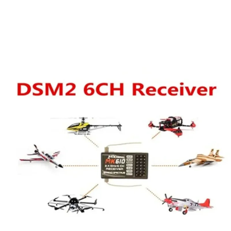 DSM2 MK610 AR6100 2.4G 6CH RC Receiver Fit Spektrum DX6i DX7 DX8  JR X6R X8R Walkera DEVO7 10 Transmitter of RC Drone