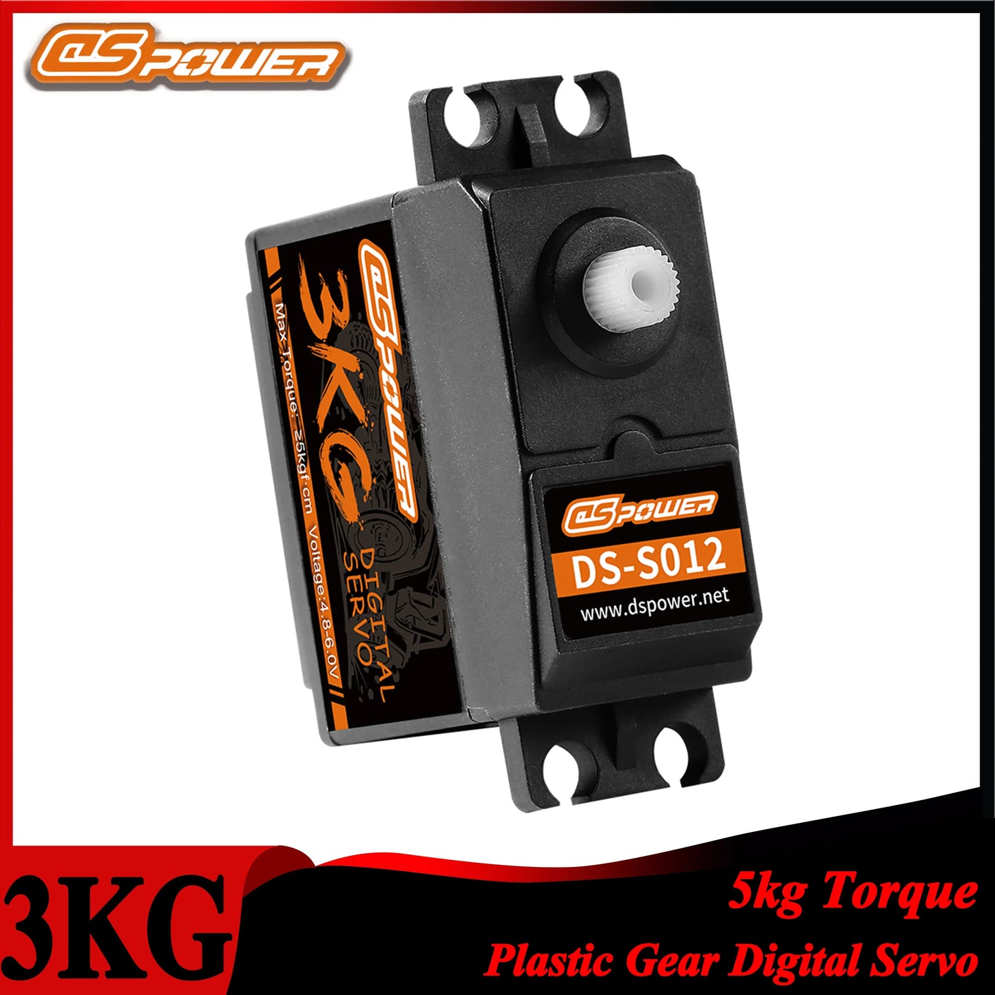 DSpower 3KG Plastic Gear Waterproof Digital Micro Servo 5kg Torque for RC Car Plane Drone Helicopter Boat Robot Wltoys Axial