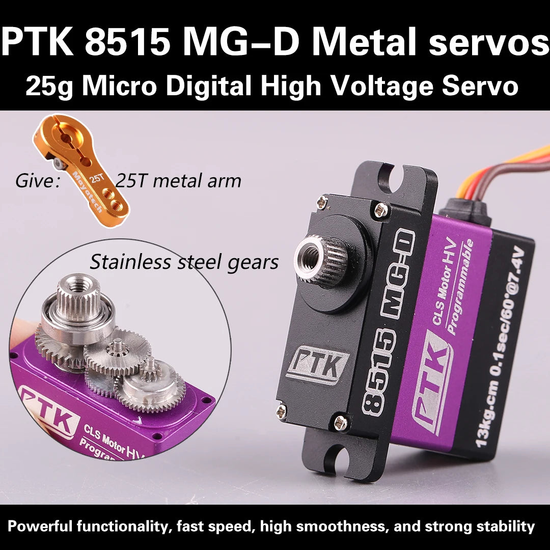 PTK 8515 MG-D Micro Servo 17g Digital HV Servo All Metal RC Model Aircraft Fixed Wing Helicopter Drone Servo