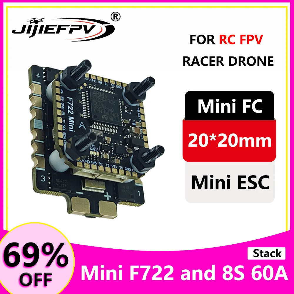 JiJieFPV F7MINI Flying Tower V2 Flight Controller 70A Mini ESC 20*20mm Cross-Cutting Drone F72