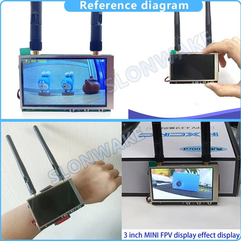 SLOMWAKE FPV 30KM 48CH 5.8G 5.5W VTX Transmitter CMOS 1800TVL Starlight Night Vision Camera with 3-inch Monitor for RC Drones