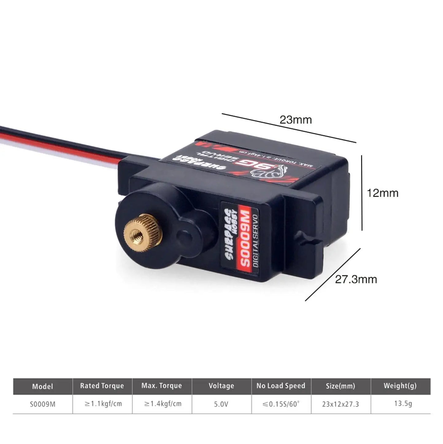 SURPASS HOBBY S0009M 9g Metal Gear Digital Servo 1.9KG for RC Drone Airplane Robot Car Boat Duct Plane