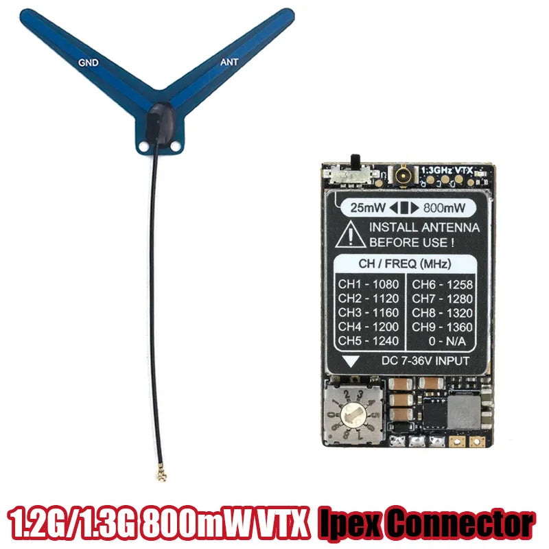 Rushfpv 1.3G/1.2G 8CH 0.8W 1.6W VTX with Audio Video FPV Transmitter Receiver Module for RC FPV Drone DIY Parts
