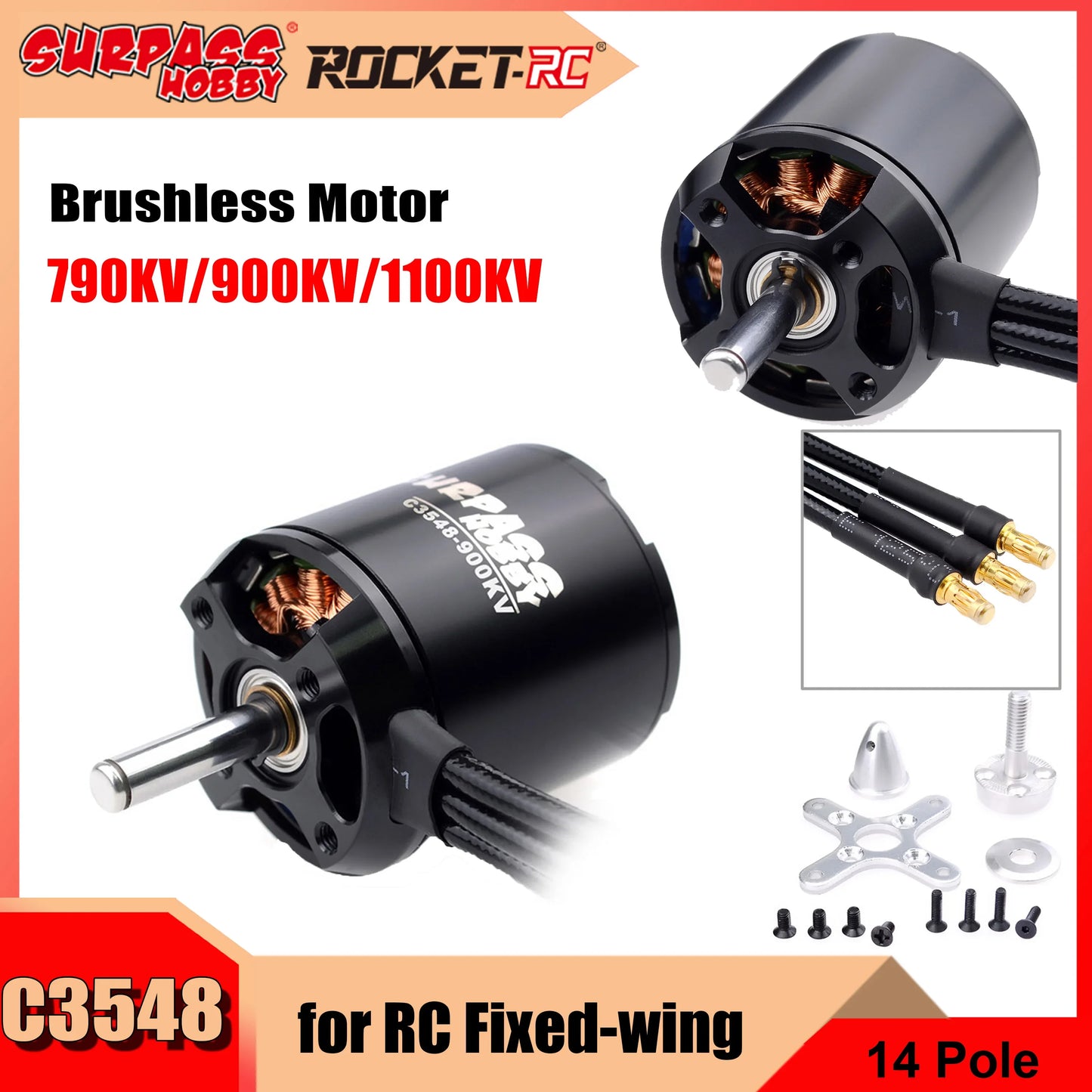 Surpass Hobby 3548 790KV 900KV 1100KV 14 Pole Brushless Motor for Fixed-wing Plane FPV Drone Quadcopter Remote Control Part