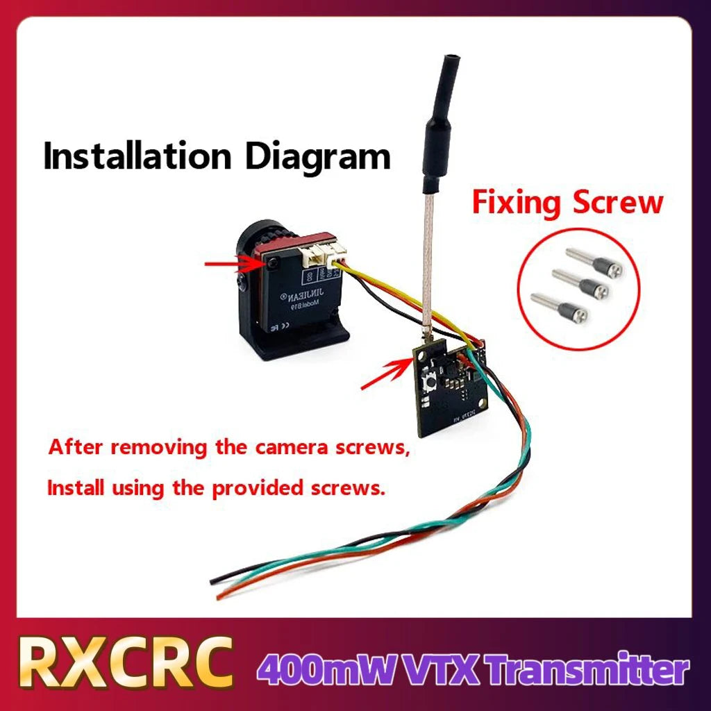 RXCRC 5.8G 48CH 400mW e7087U MINI VTX Transmitter.with Suitable for 19*19 mm cameras.for RC FPV Long Range Fixed-wing Drones