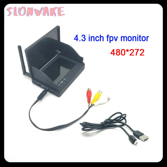 5.8G 48CH 4.3 Inch LCD 480*272px 16:9 NTSC/PAL FPV Monitor Auto Search With OSD Build-in Battery for RC Drone