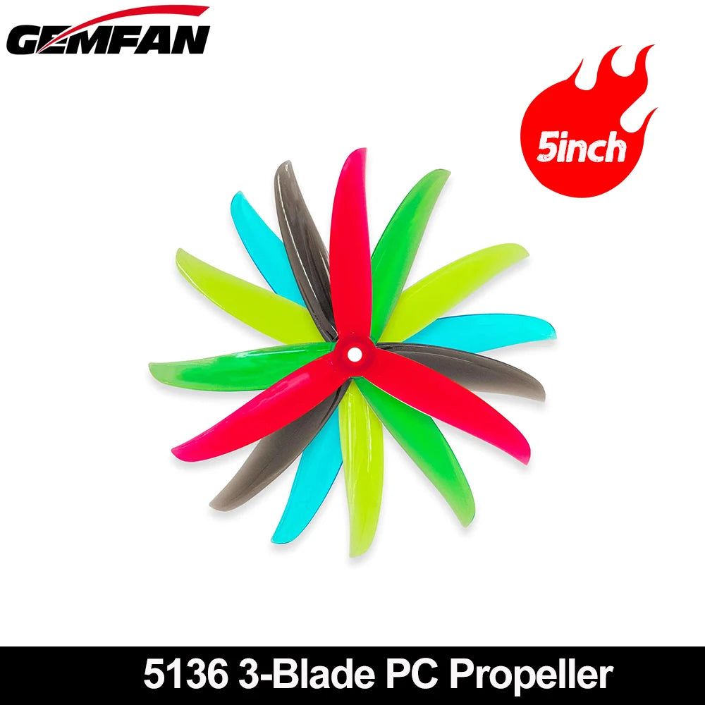 Gemfan VANOVER 5136 3 Blade PC Propeller CW+CCW for 5inch FPV Freestyle Quadcopter Racing Drone DIY Parts 2Pair