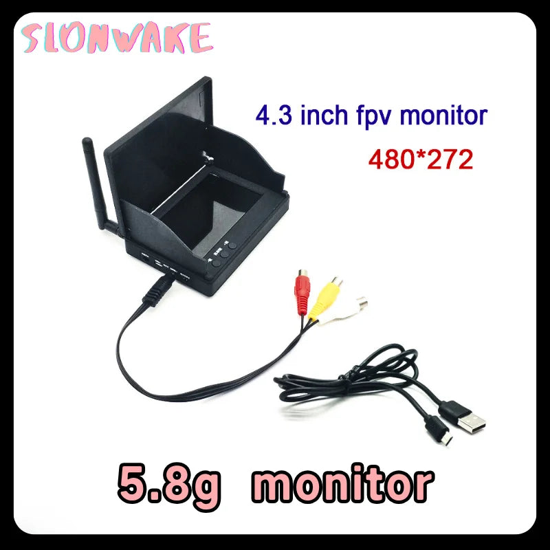 5.8G 48CH 4.3 Inch LCD 480*272px 16:9 NTSC/PAL FPV Monitor Auto Search With OSD Build-in Battery for RC Drone
