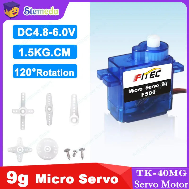 9g Micro Servo Motor Feetech FS90 4.8V 6V Servo Arm 120 Degree for Remote Control Helicopter Drones Arm RC Cars DIY Robot Toy