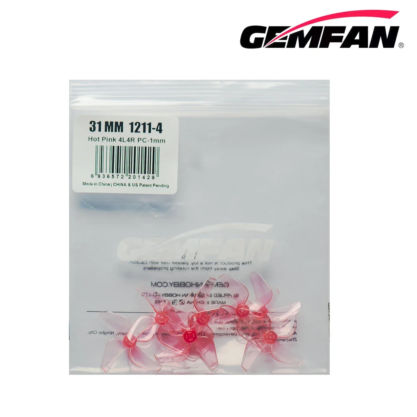 Gemfan 1211 Lightweight 31mm Quadcopter Props - 4-Blade Design for 0702 Mini Drone Motors - 16PC Pack