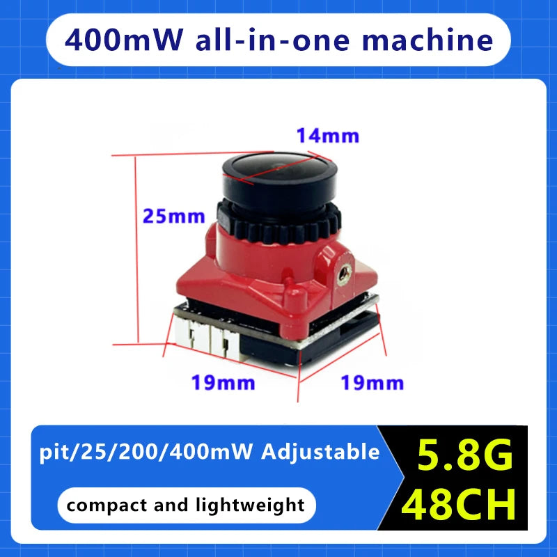 SLONWAKE FPV 5.8G 400mW all-in-one-machine overheat protection DC 5-24V 12g Camera 1500TVL for RC Drone