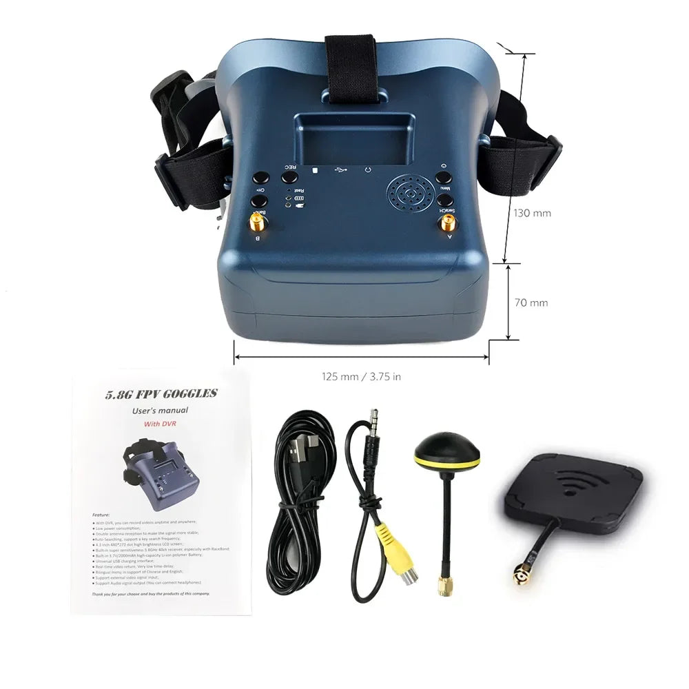 FPV Goggles With Battery For EV800D - 4.3 Inch 800*480