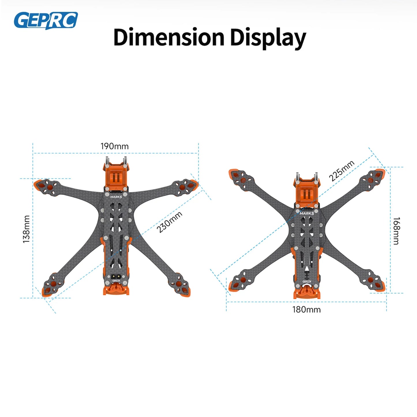 GEPRC GEP-MK5 O4 Pro Wide X/DC Frame 5Inch Drone Carbon Fiber Frame Kit for GEPRC Mark5 5 Inch FPV Quadcopter Original Accessory