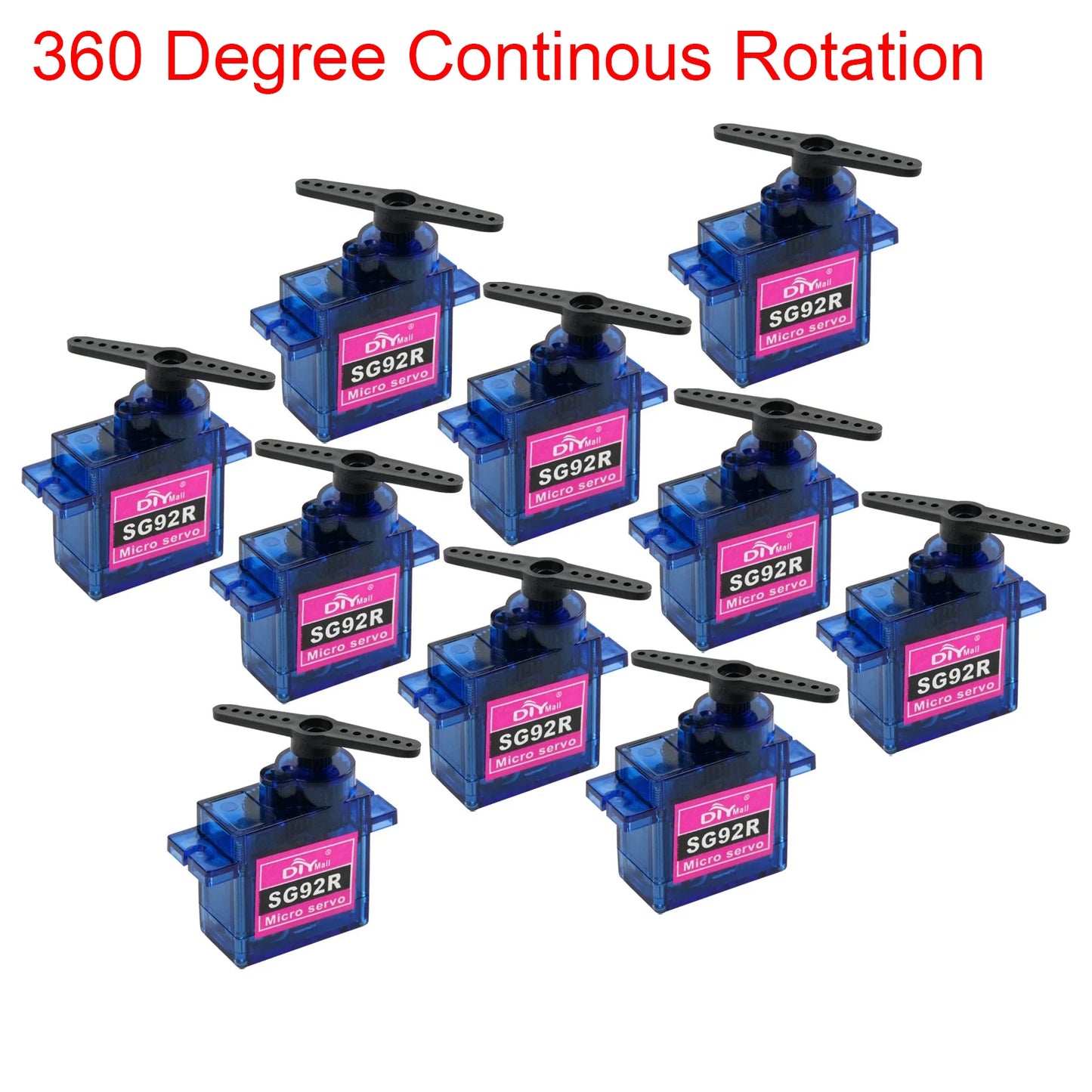 10pcs/lot SG92R Micro Servo 9g 4.8V-6V 180/270 Degree Angle Control 360° Continous Rotation for Drones RC Cars Mini Servos